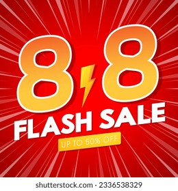 8.8 flash sale banner template design for web or social media. 8.8 flash sale poster.