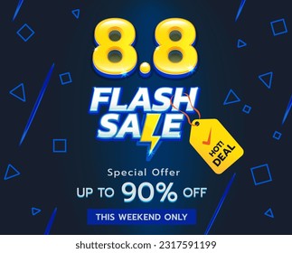 The 8.8 flash Sale illustration concept is vibrant, energetic, and visually captivating, aiming to convey a sense of excitement and the opportunity for amazing deals and discounts.