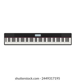 88 keys electrical piano flat vector illustration isolated on white background