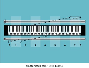 88 keys grand piano vector illustration