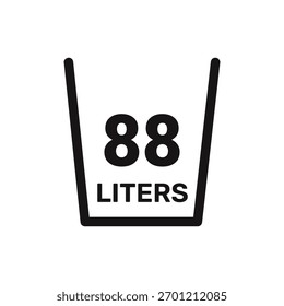 88 liters icon vector liquid measure vector white background