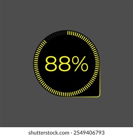 88% de carga. Vector De Diagrama Ui. Icono de progreso de Descarga. Interfaz de diagrama circular. ochenta y ocho por ciento de descarga.