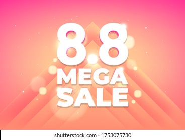 8.8 Mega shopping day sale poster or flyer design. Global shopping world day Sale on pink background. 8.8 sales online campaign.