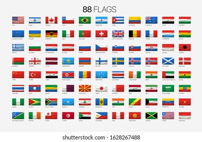 88 nationale Flaggen mit Namen