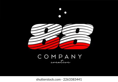 88 Zahlenlogo mit roten weißen Linien und Punkten. Corporate Creative Template Design für Unternehmen und Unternehmen