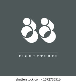 88 number logo shadow letter design template