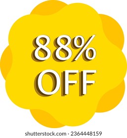 88% de descuento y etiquetas de oro vector y artes de ilustración amarillo en fondo blanco