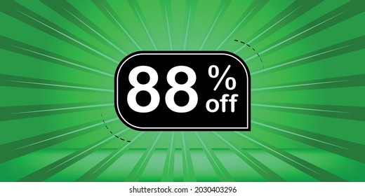 88% off - green and black banner - 
eighty-eight percent discount banner for big sales.