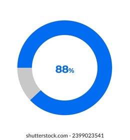 88 percent pie chart outline stroke vector illustration eps 