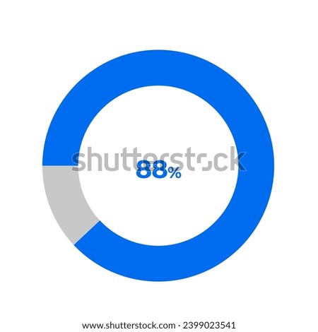 88 percent pie chart outline stroke vector illustration eps 