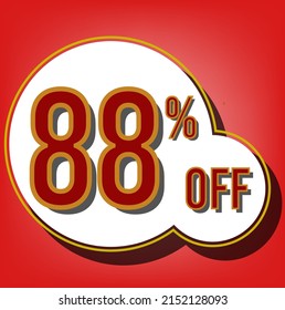 88 percent red banner with white ballons and red lettering for promotions and offers