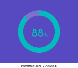 88 Percentage diagrams on blue color background HD, pie chart for Your documents, reports, 88% circle percentage diagrams for infographics