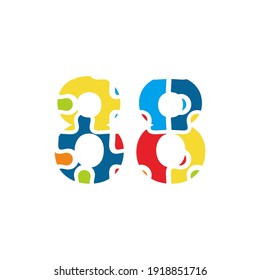 88 Puzzle number illustration. Vector Eps10