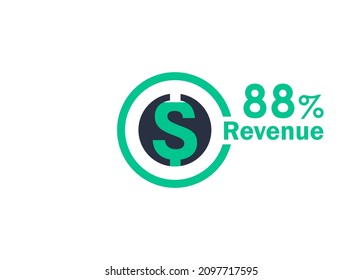 88% revenue design vector image