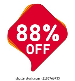 88% Sale Discount banner geometric vector sale sticker. Discount offer price tag.