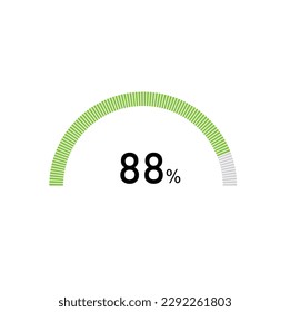 88% semicircle percentage diagrams, 88 Percentage ready to use for web design, infographic or business.