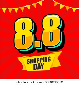 8.8 shopping day expression pop art comic style