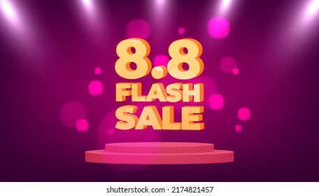 8.8 Shopping day Poster or banner. 8.8 Flash sale banner template design for social media and website.