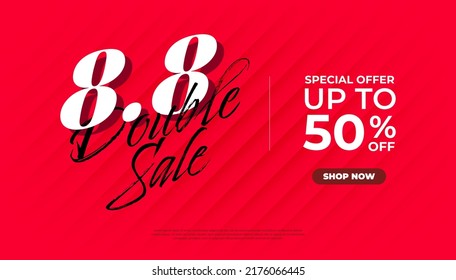 8.8 Shopping day Poster or banner. 8.8 Double sale banner template design for social media and website.