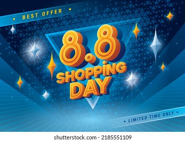 8.8 Shopping Day Sale Banner Template design special offer discount, Shopping banner template, Abstract Shopping day Web Header template design for Sale and discount labels. Sale promotion poster.