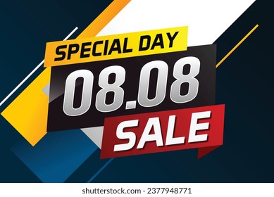8.8 Special day sale word concept vector illustration with ribbon and 3d style for use landing page, template, ui, web, mobile app, poster, banner, flyer, background, gift card, coupon