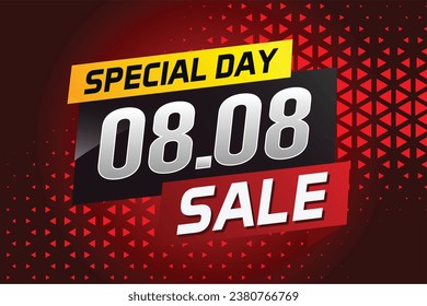 8.8 Special day sale word concept vector illustration with ribbon and 3d style for use landing page, template, ui, web, mobile app, poster, banner, flyer, background, gift card, coupon