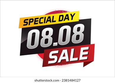8.8 Special day sale word concept vector illustration with ribbon and 3d style for use landing page, template, ui, web, mobile app, poster, banner, flyer, background, gift card, coupon
