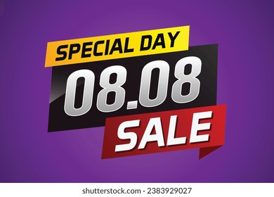 8.8 Special day sale word concept vector illustration with ribbon and 3d style for use landing page, template, ui, web, mobile app, poster, banner, flyer, background, gift card, coupon