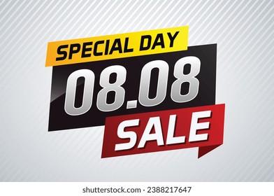 8.8 Special day sale word concept vector illustration with ribbon and 3d style for use landing page, template, ui, web, mobile app, poster, banner, flyer, background, gift card, coupon