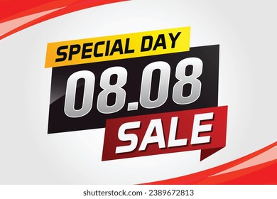 8.8 Special day sale word concept vector illustration with ribbon and 3d style for use landing page, template, ui, web, mobile app, poster, banner, flyer, background, gift card, coupon