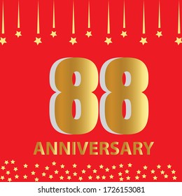 88 year anniversary celebration, vector design for celebrations, invitation cards and greeting cards