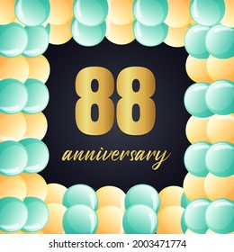Celebración del 88 aniversario, diseño vectorial para celebraciones, tarjetas de invitación y tarjetas de felicitación