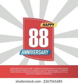 88 year anniversary icon logo design with red and white emblem on white background abstract illustration