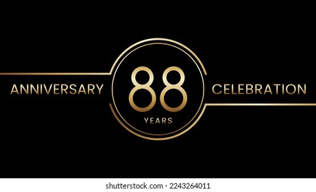 88-jähriges Jubiläum. Jubiläum Vorlage Design mit goldenem Ring. Logo-Vektorgrafik
