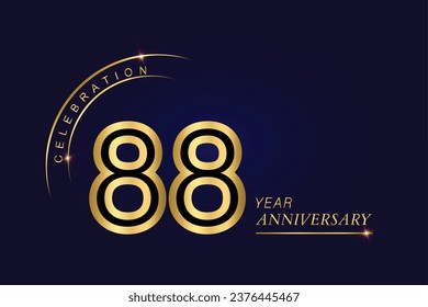 88 year anniversary vector banner template.Dark Blue Golden Royal anniversary Graphics Background.Growing Elegant Shine Spark. Luxury Premium Corporate Abstract Design Template.modern Shape Post.