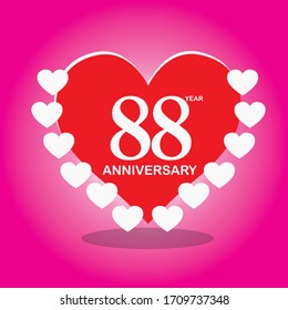 88 años de aniversario, diseño vectorial con amor por las celebraciones, tarjetas de invitación y tarjetas de felicitación