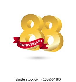88 Year Anniversary Vector Template Design Illustration