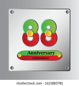 88 Year Anniversary Vector Template Design Illustration