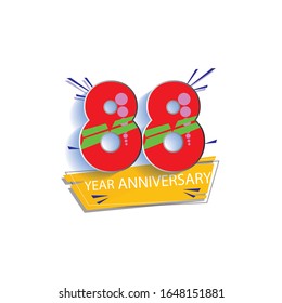88 Year Anniversary Vector Template Design Illustration