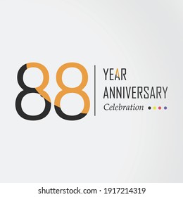 88 Year Anniversary Vector Template Design Illustration Black Orange Elegant White Background