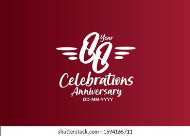 88 year anniversary white colors on red color with triple small stripes on left and right for greeting card, banner, invitation card - vector 