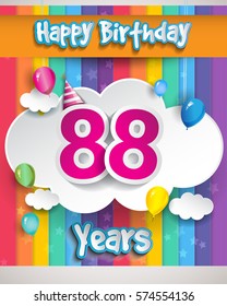 88 Year Birthday Celebration Balloons Clouds Stock Vector (Royalty Free ...