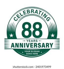 88 years anniversary celebration design template. 88th logo vector illustrations.