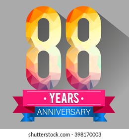 88 Years Anniversary celebration logo. with colorful polygonal.