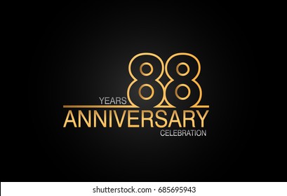 88 years anniversary celebration logotype. anniversary logo with golden and silver color isolated on black background, vector design for celebration, invitation card, and greeting card