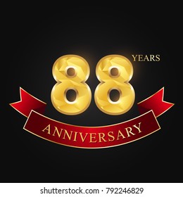 88 years anniversary celebration logotype black background.