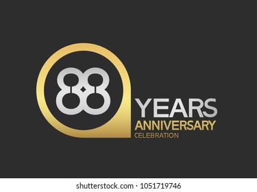 88 years anniversary celebration simple design with golden circle and silver color combination 