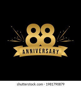 88 years anniversary celebration template for social media post, flyer, banner, poster, greeting cards, or print. Vector Eps10