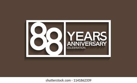 88 years anniversary celebration white square style isolated on brown background