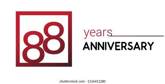 88 years anniversary design logotype with red color in square isolated on white background for anniversary celebration 